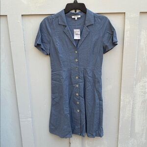 New Madewell Size 2 Kacie Mini Shirtdress Teapot Blue Short Sleeve Dress NWT
